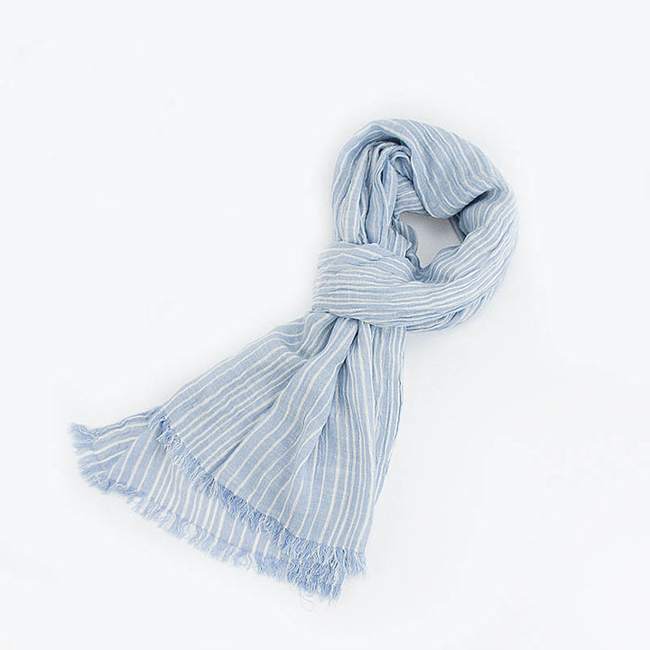 Stripes Pattern White Lines Wrinkle Lightweight Thin Scarf - Sky Blue - image 0