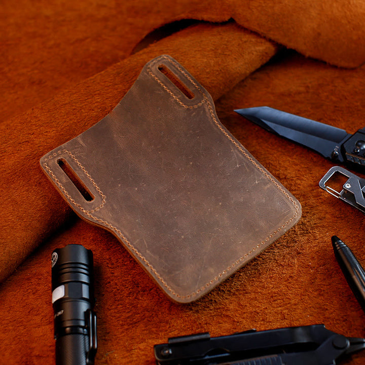 Coffee Mobile Phone Genuine Leather Hanging Waist Belt Bag - image 2