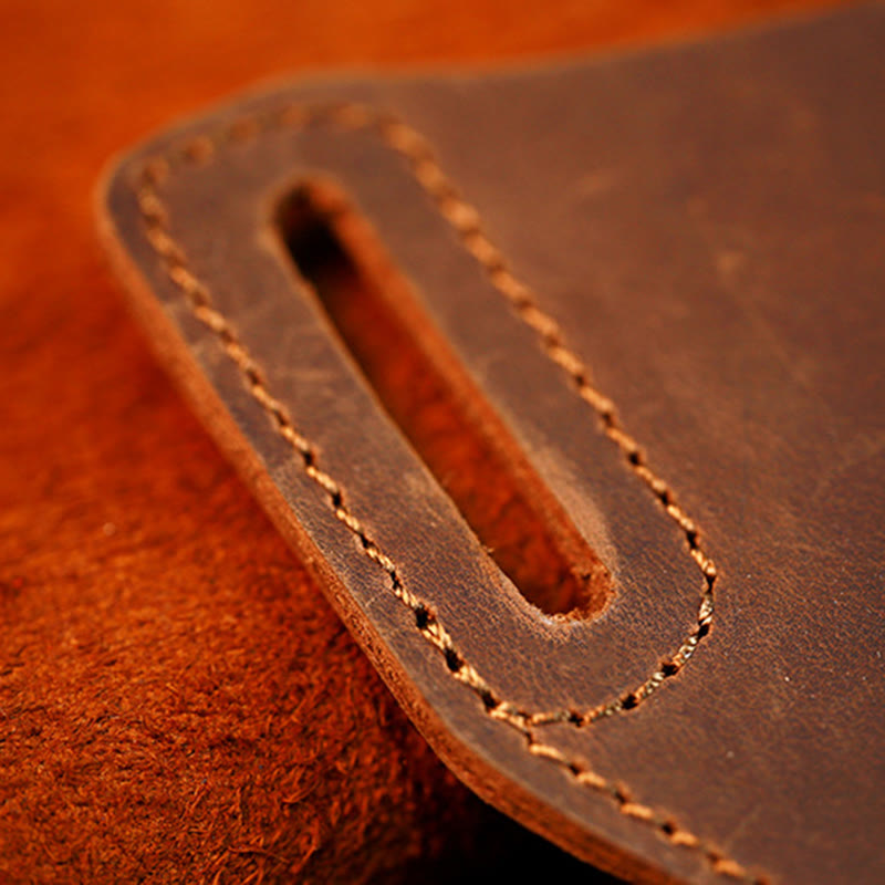 Coffee Mobile Phone Genuine Leather Hanging Waist Belt Bag - image 8