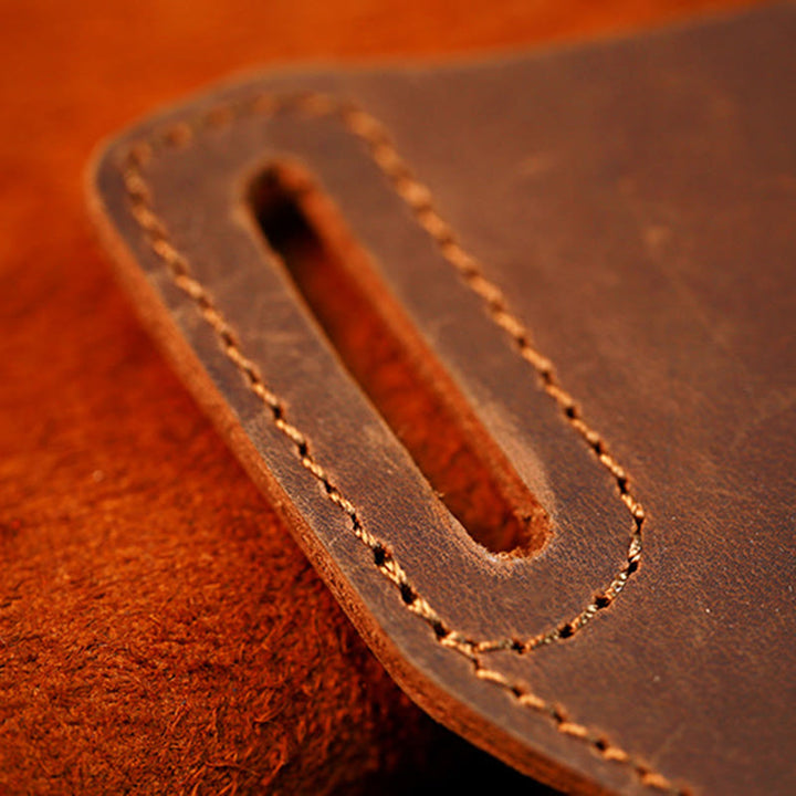 Coffee Mobile Phone Genuine Leather Hanging Waist Belt Bag - image 8