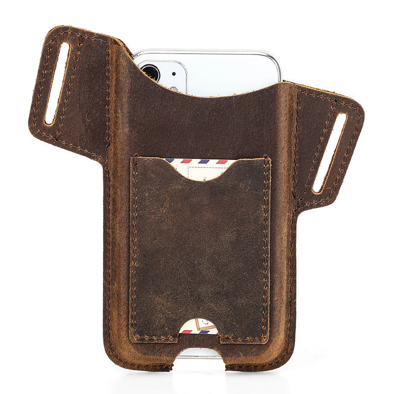 Versatile Mobile Phone Holster Leather Hanging Waist Belt Bag - Coffee - Right-Handed - For 6.1in - image 20
