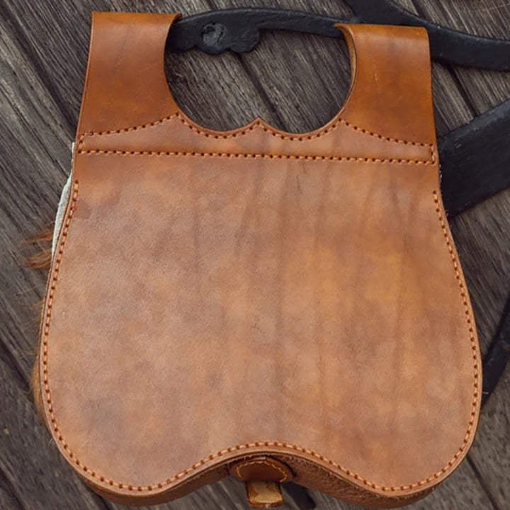 Rugged Viking Style Leather Hanging Waist Buckled Belt Bag - image 2