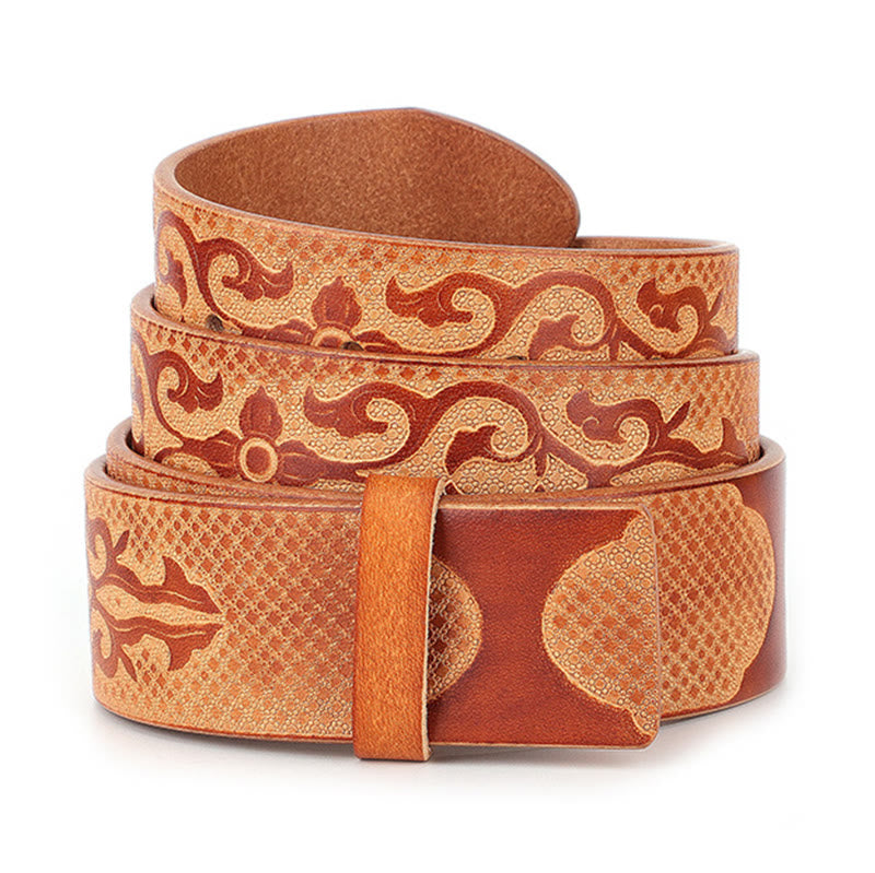Men's DIY Ethnic Style Carved Pattern Leather Belt - image 7