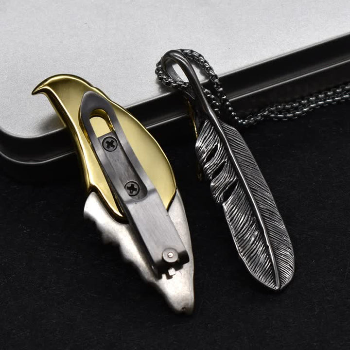 Bald Eagle Hidden Knife Feather Pendant Necklace - image 7
