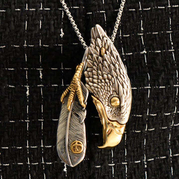 Bald Eagle Hidden Knife Feather Pendant Necklace - image 2