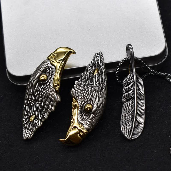 Bald Eagle Hidden Knife Feather Pendant Necklace - image 6