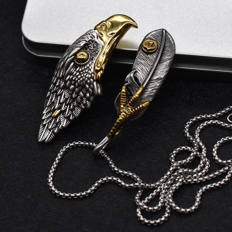 Bald Eagle Hidden Knife Feather Pendant Necklace - image 8