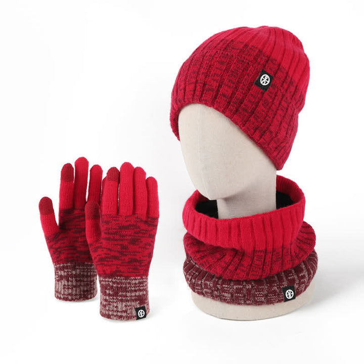 3Pcs Unisex Gradient Color Matching Hat Neck Warmer Gloves Set - image 12
