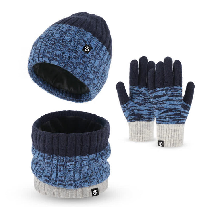 3Pcs Unisex Gradient Color Matching Hat Neck Warmer Gloves Set - image 0
