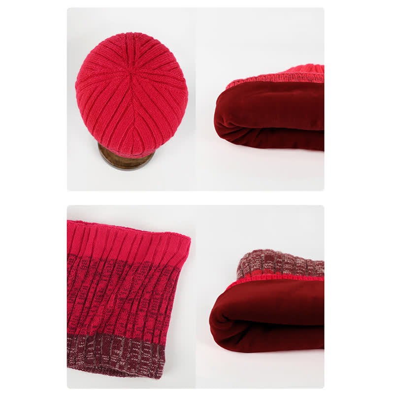 3Pcs Unisex Gradient Color Matching Hat Neck Warmer Gloves Set - image 13