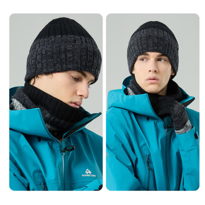 3Pcs Unisex Gradient Color Matching Hat Neck Warmer Gloves Set - image 21