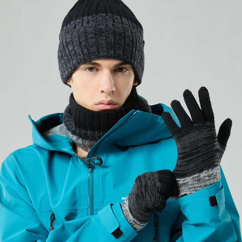 3Pcs Unisex Gradient Color Matching Hat Neck Warmer Gloves Set - image 20