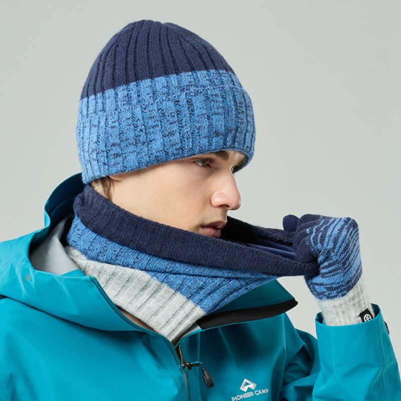 3Pcs Unisex Gradient Color Matching Hat Neck Warmer Gloves Set - image 7