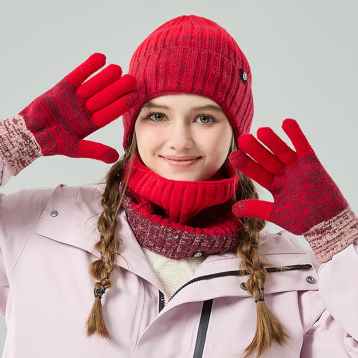 3Pcs Unisex Gradient Color Matching Hat Neck Warmer Gloves Set - image 11
