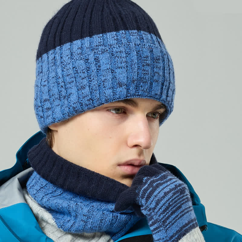3Pcs Unisex Gradient Color Matching Hat Neck Warmer Gloves Set - image 6