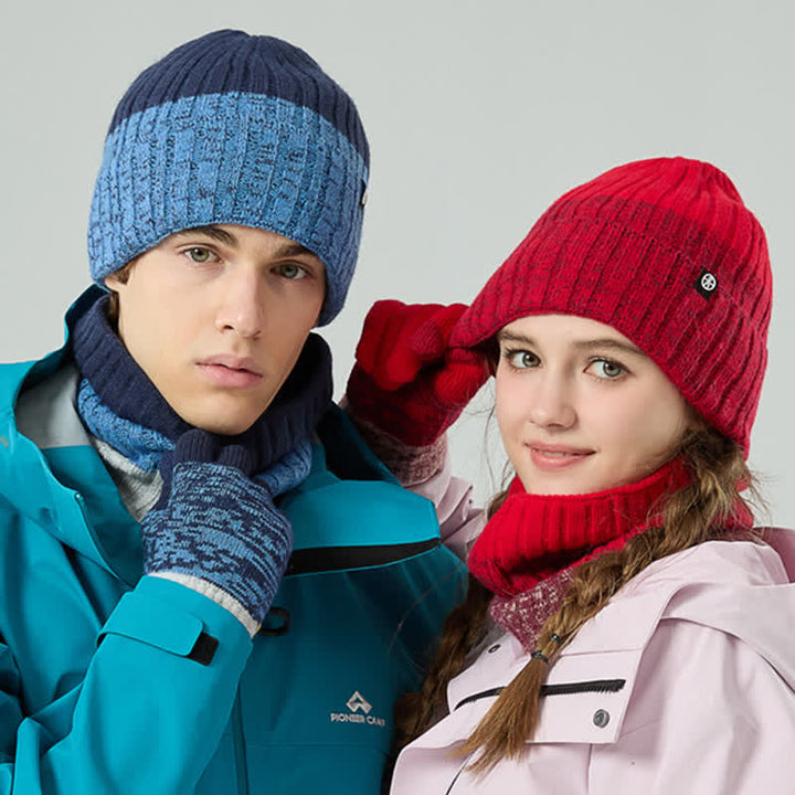 3Pcs Unisex Gradient Color Matching Hat Neck Warmer Gloves Set - image 8