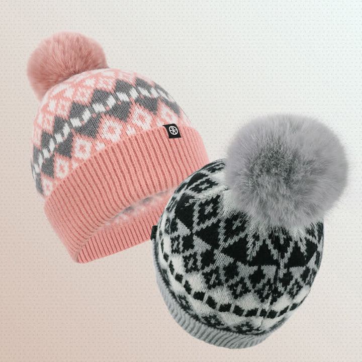 3Pcs Unisex Comfort Diamond Pattern Knitted Hat Scarf Gloves Set - image 5