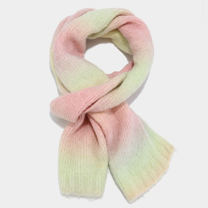 3Pcs Unisex Colorful Tie-Dyed Fur Ball Knitted Hat Scarf Gloves Set - image 17
