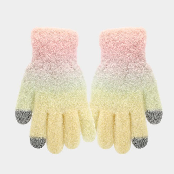3Pcs Unisex Colorful Tie-Dyed Fur Ball Knitted Hat Scarf Gloves Set - image 18