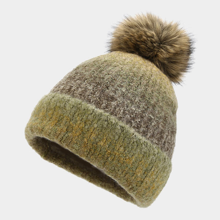 3Pcs Unisex Colorful Tie-Dyed Fur Ball Knitted Hat Scarf Gloves Set - image 20