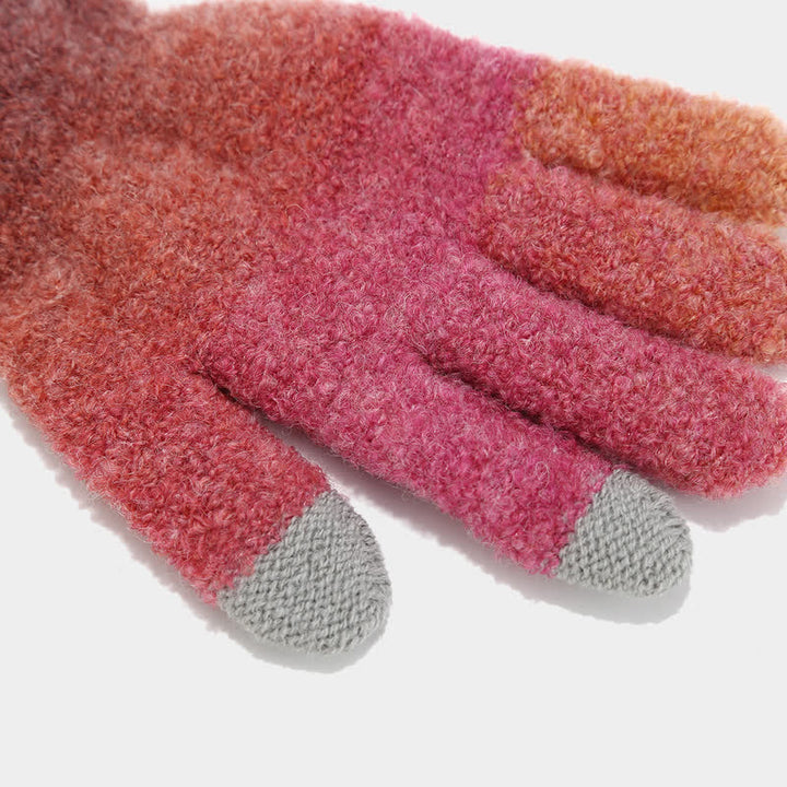 3Pcs Unisex Colorful Tie-Dyed Fur Ball Knitted Hat Scarf Gloves Set - image 13