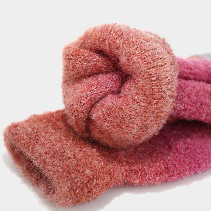 3Pcs Unisex Colorful Tie-Dyed Fur Ball Knitted Hat Scarf Gloves Set - image 14