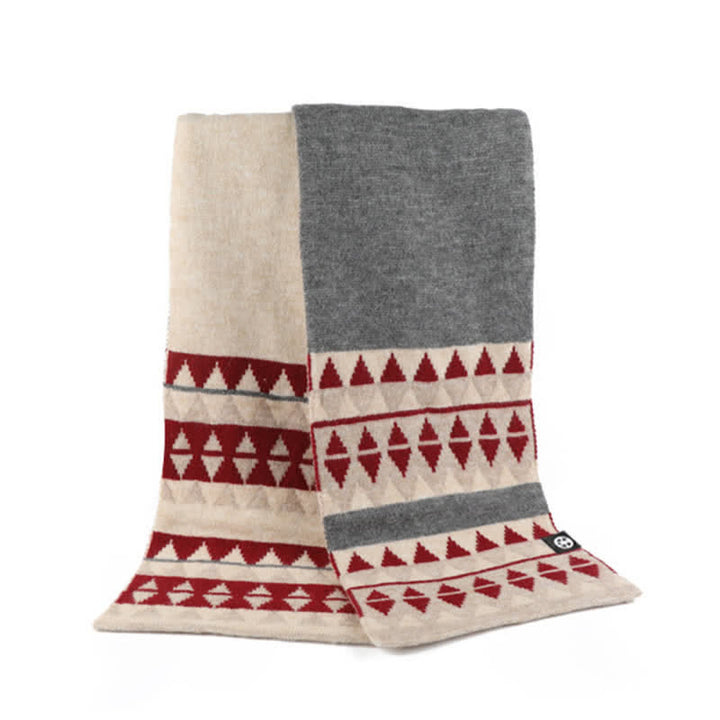 3Pcs Unisex Triangle Pattern Fur Pom Knitted Hat Scarf Gloves Set - image 6