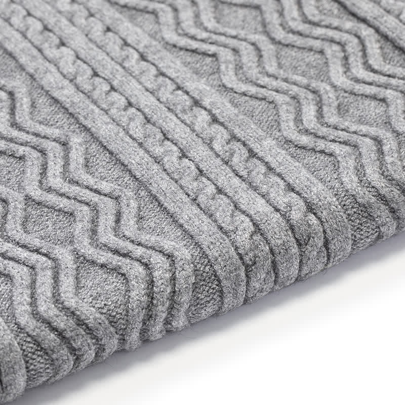 2Pcs Unisex Jacquard Solid Color Knitted Hat Scarf Gloves Set - image 2