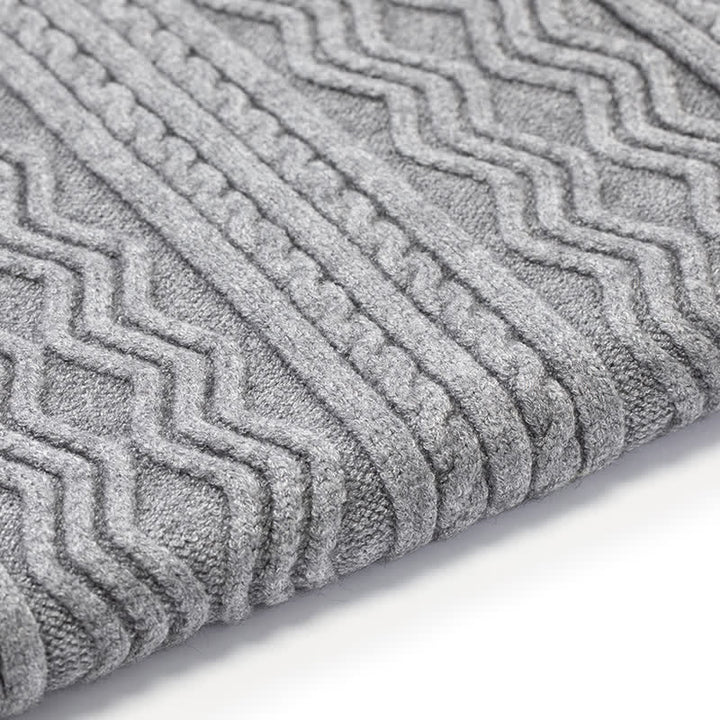 2Pcs Unisex Jacquard Solid Color Knitted Hat Scarf Gloves Set - image 2