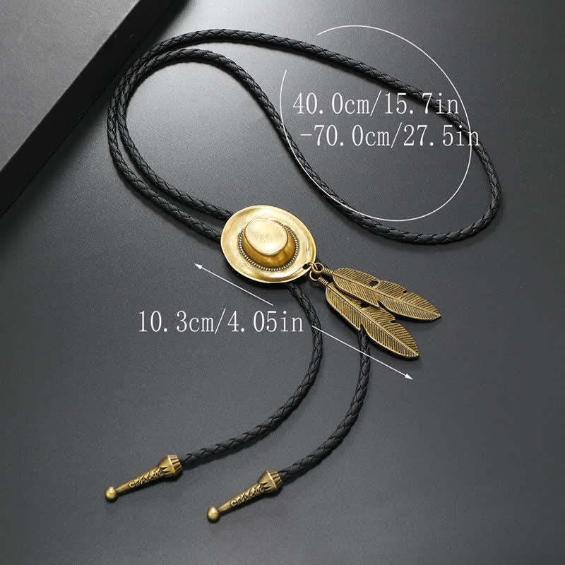 Rodeo Cowboy Hat With Feather Bolo Tie - image 2