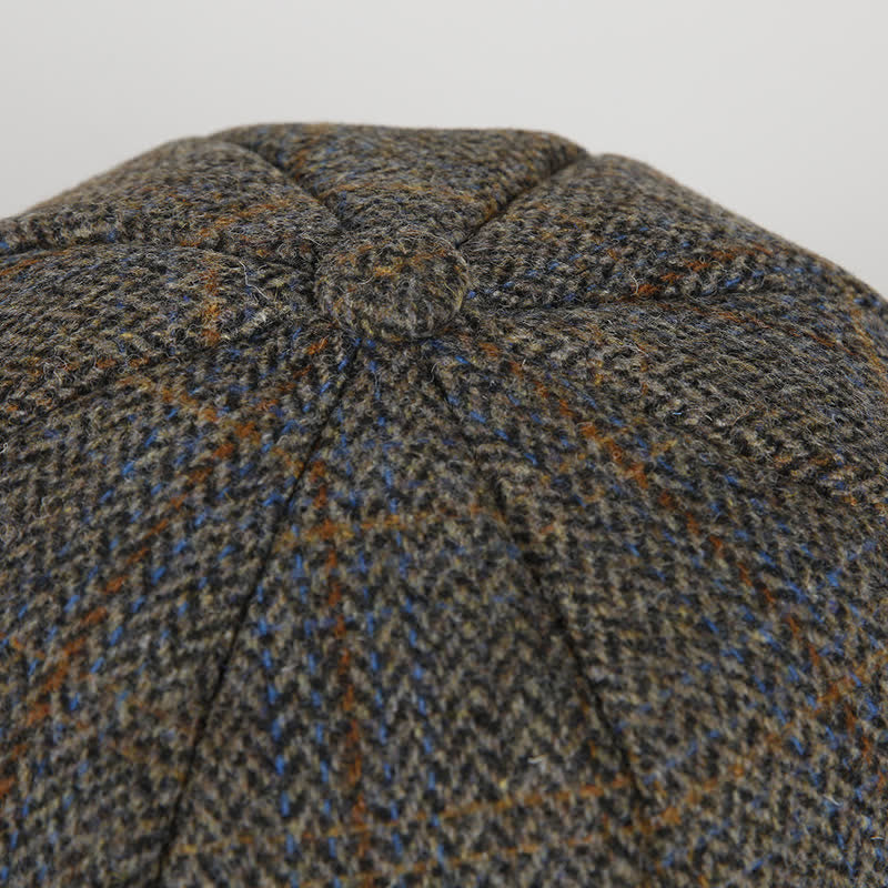 Plaid Pattern Herringbone Classic Octagonal Beret Cap - image 3