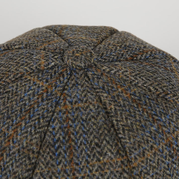 Plaid Pattern Herringbone Classic Octagonal Beret Cap - image 3
