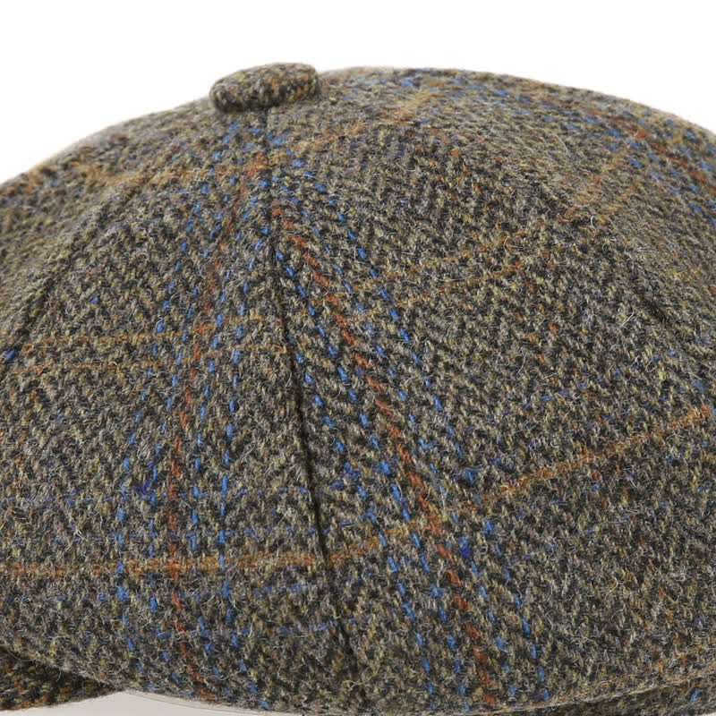 Plaid Pattern Herringbone Classic Octagonal Beret Cap - image 4