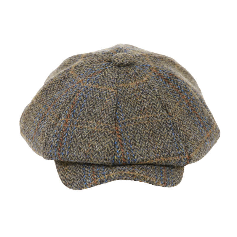 Plaid Pattern Herringbone Classic Octagonal Beret Cap - image 1