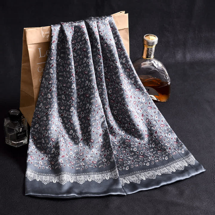 Men's Luxury Crepe Satin Long Pure Silk Scarf - Style #1 - image 2