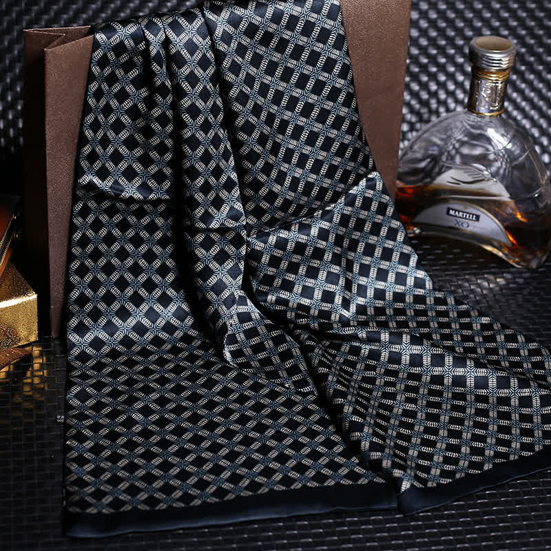 Men's Luxury Crepe Satin Long Pure Silk Scarf - Style #11 - image 13