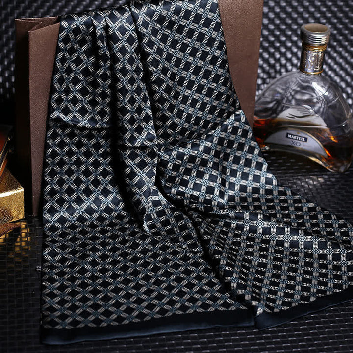 Men's Luxury Crepe Satin Long Pure Silk Scarf - Style #11 - image 13