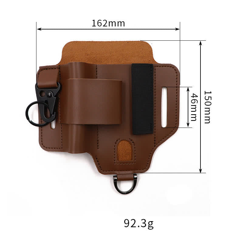 Multitool Sheath Folding Knife Flashlight Leather Belt Bag - image 6