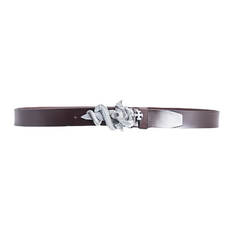 Men's Western Snake Knight's Sword Leather Belt - image 6