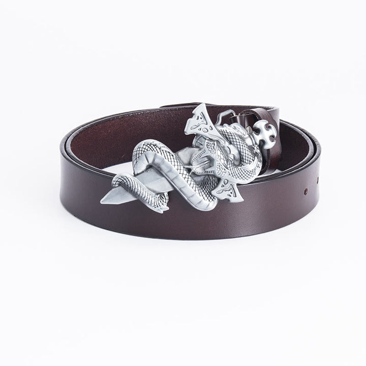 Men's Western Snake Knight's Sword Leather Belt - Brown - 46 - image 10