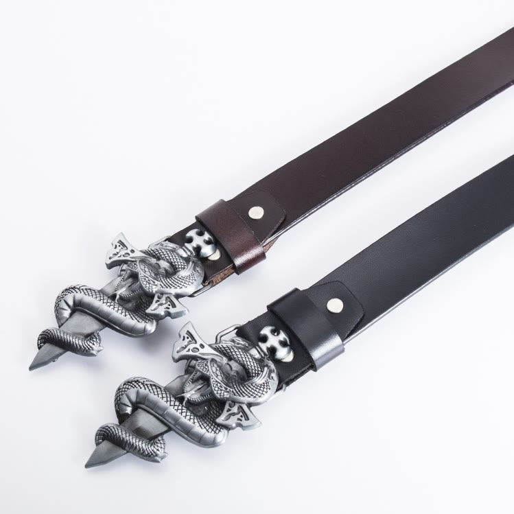 Men's Western Snake Knight's Sword Leather Belt - image 1
