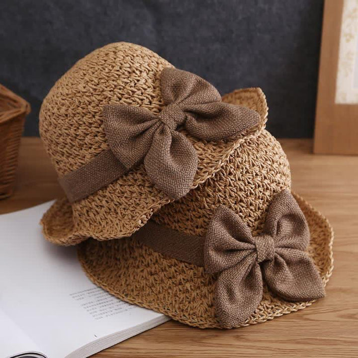 Bow Knot Beach Crochet Foldable Sun Straw Hat - image 3