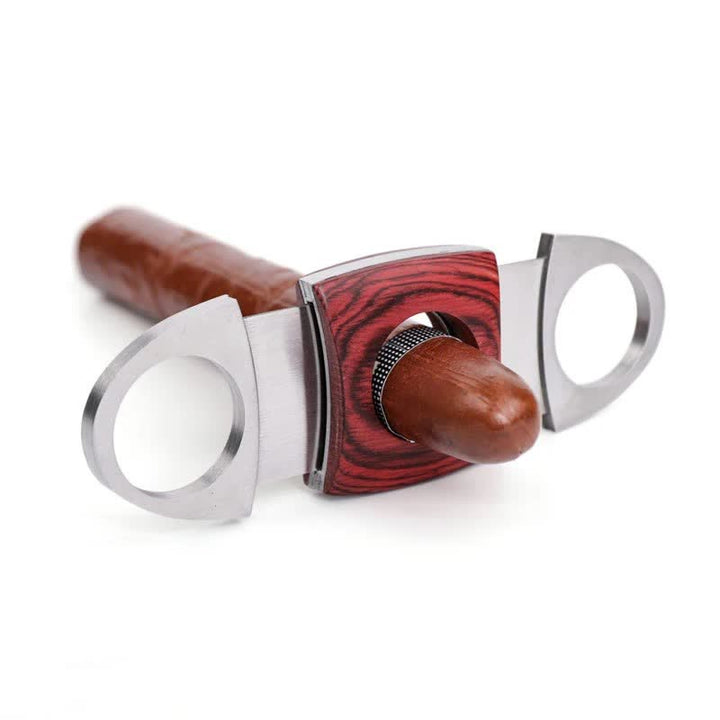 Red Wooden Double Guillotine Cigar Cutter - image 5