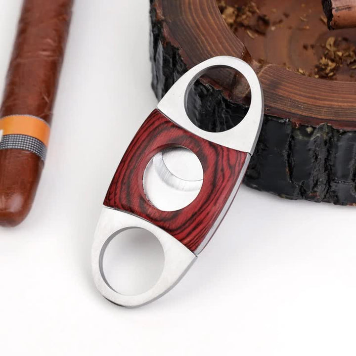 Red Wooden Double Guillotine Cigar Cutter - image 2