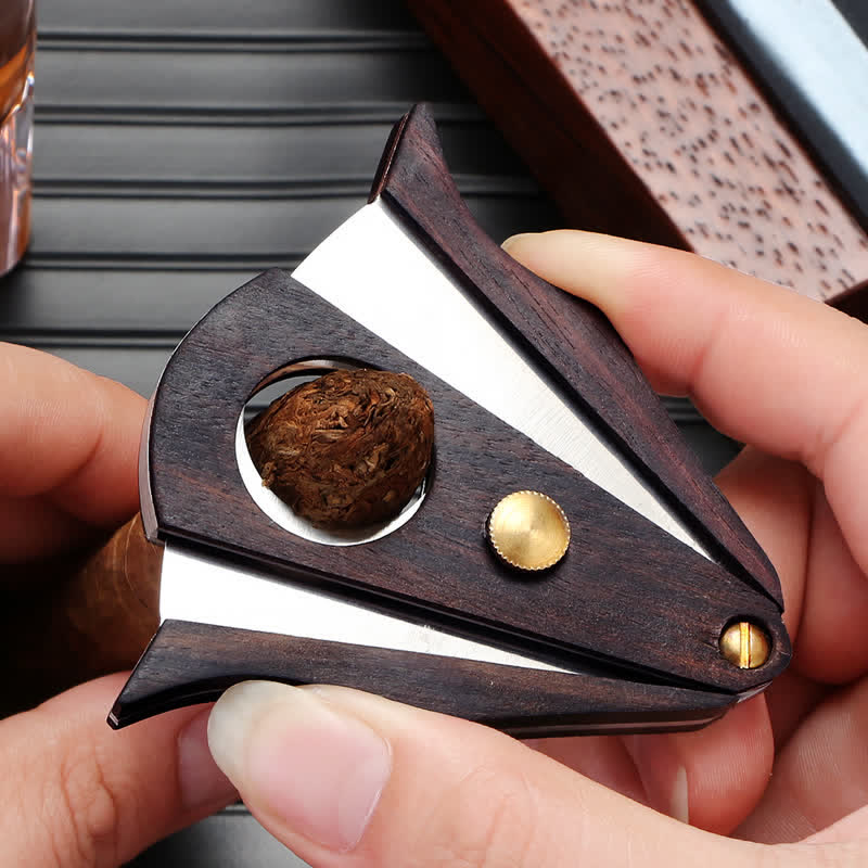 Creative Double Cutting Tool Wooden Cigar Cutter - image 3