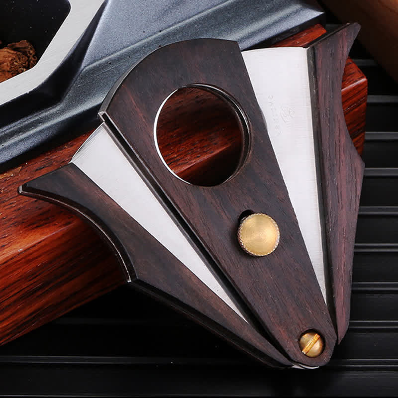 Creative Double Cutting Tool Wooden Cigar Cutter - image 2