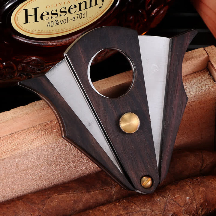Creative Double Cutting Tool Wooden Cigar Cutter - Coffee - image 0