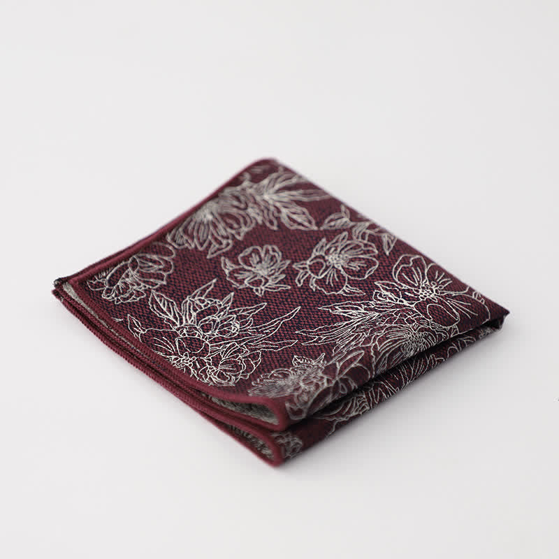 Men's Artsy Floral Leave Pattern Pocket Square - Style #21 - image 24