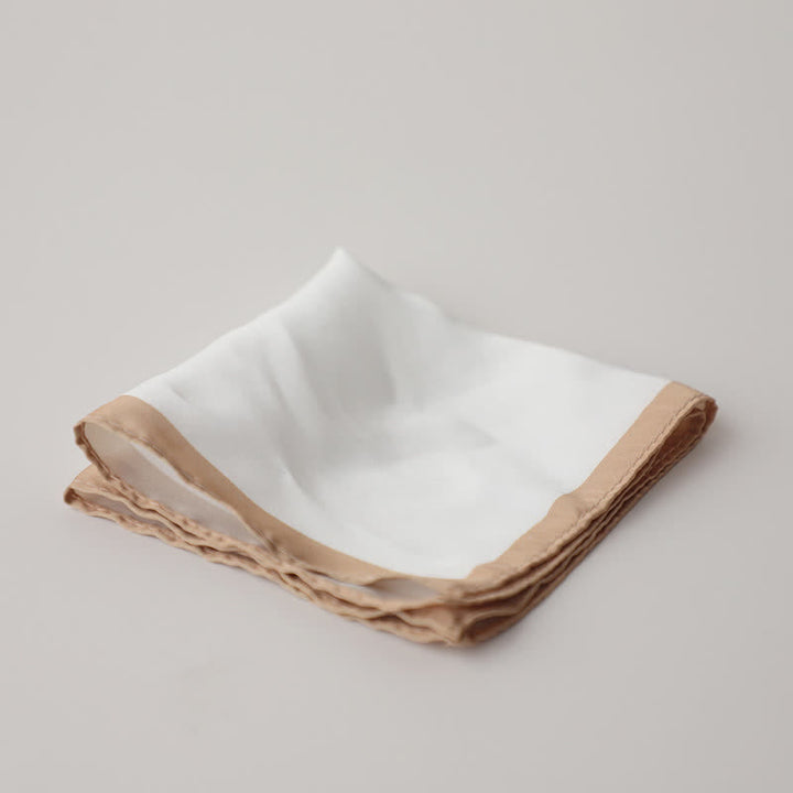 Men's White & Color Edge Wedding Pocket Square - Champagne - image 4