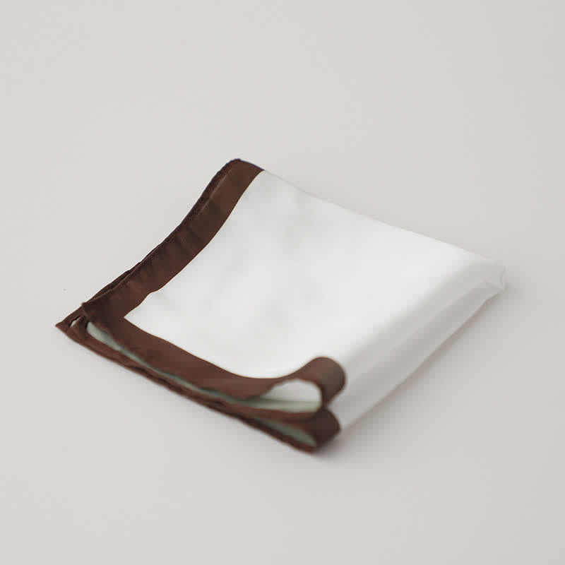 Men's White & Color Edge Wedding Pocket Square - Brown - image 7